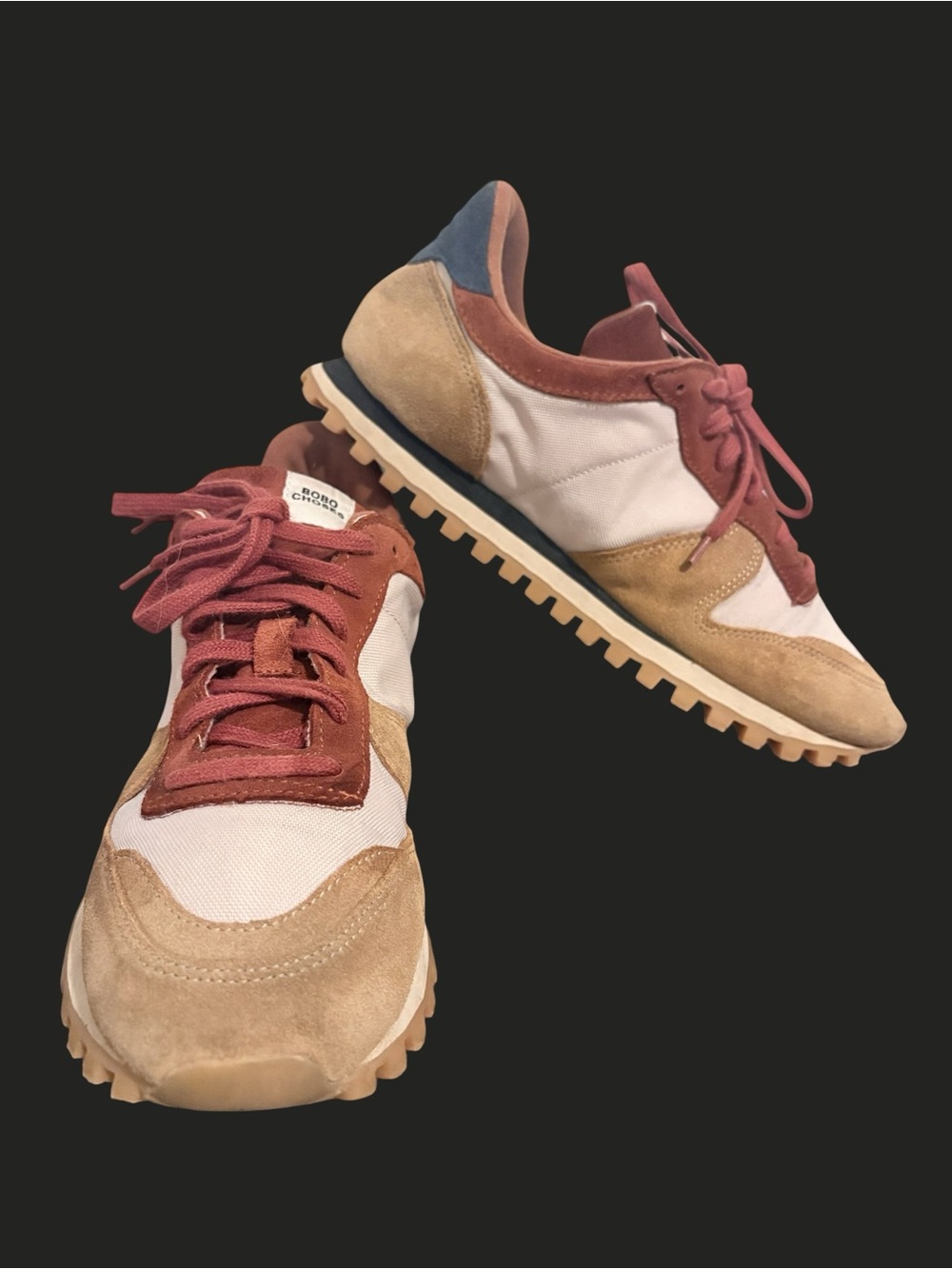 NOVESTA x BOBO CHOSES EU 40 RARE STYLE Suede Sneakers Beige Burgundy White Retro